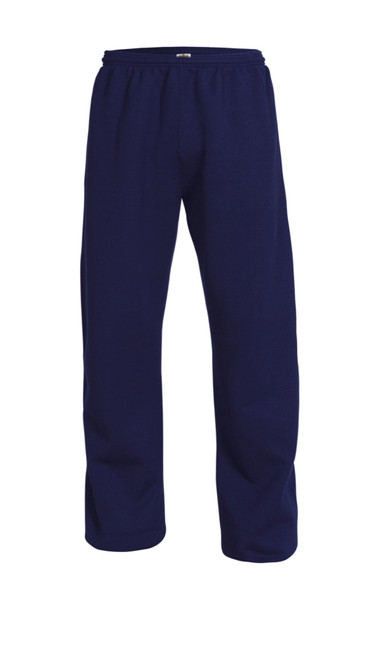 Navy Fleece Pull-On Open-Bottom Pants