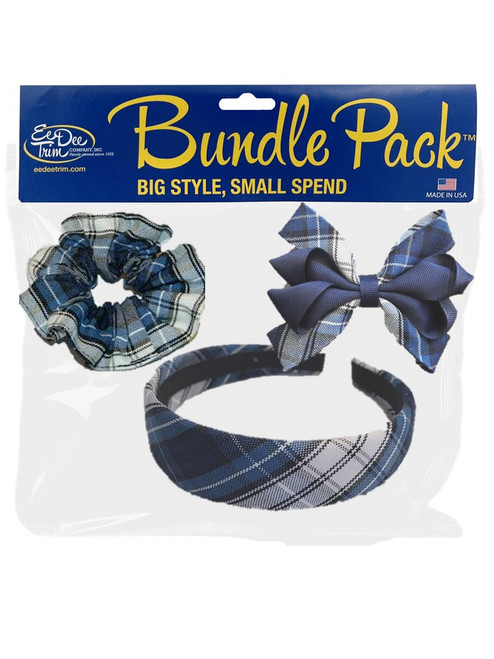 Plaid 85 - 3 Pack Hair Accessory Bundle - Scrunchie, Padded Headband + Carnival Bow