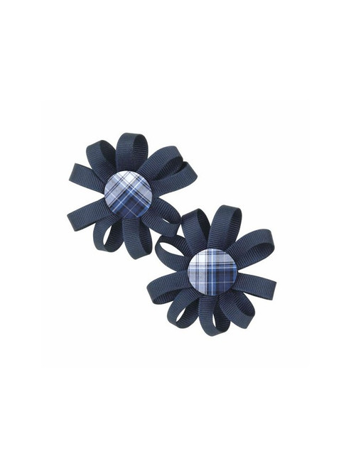 Pair of Clippy Flower Barretts in Plaid 85