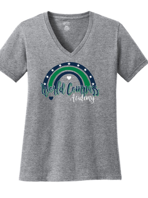 Women's cotton short sleeve shirt - World Compass Rainbow