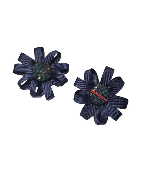 Pair of Clippy Flower Barretts in Plaid 83