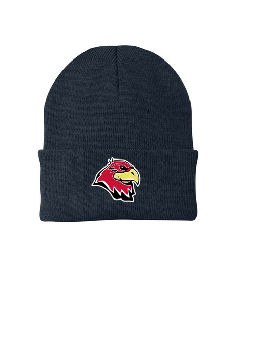 Beanie Knit Cap with embroidered Jayhawk