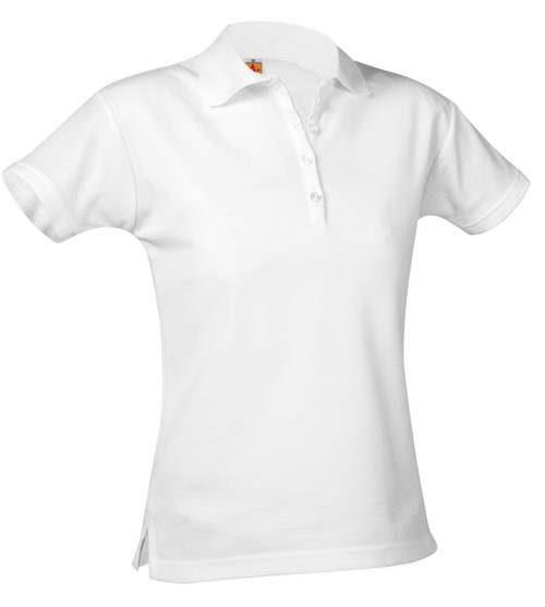 Girls Short Sleeve Jersey Polo - White