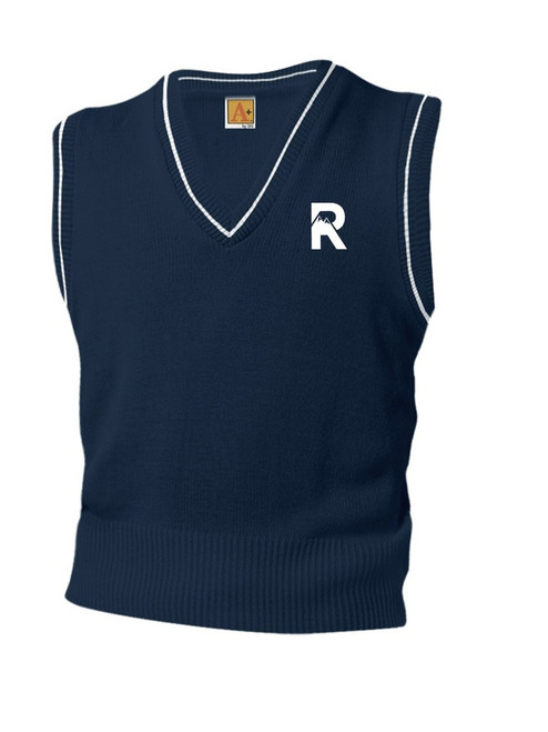 V-Neck Pullover with White Stripe Sweater Vest - Reniassance