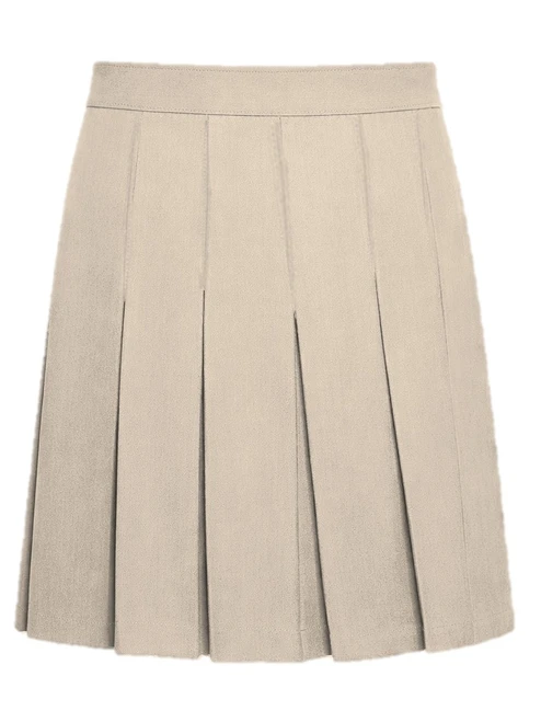 Girls Skirt - Stitched Down Pleats - Khaki or Navy