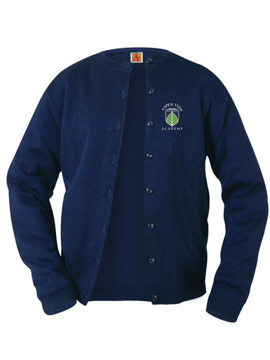 Girls Fine Gauge Crewneck Cardigan Sweater - Aspen View - Educational ...