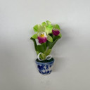 Green Cattleya Orchid Clay Magnet (Pot)