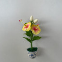 Yellow and Pink Hibiscus Clay Magnet (Pot)