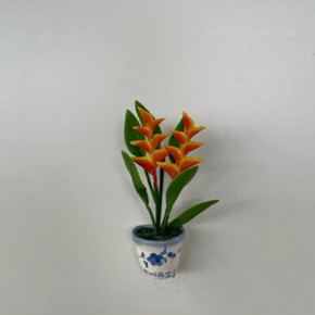 Yellow and Red Heliconia Clay Magnet (Pot)