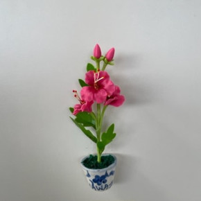 Dark Pink Hibiscus Clay Magnet (Pot)