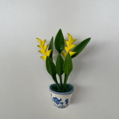 Yellow Heliconia Clay Magnet (Pot)