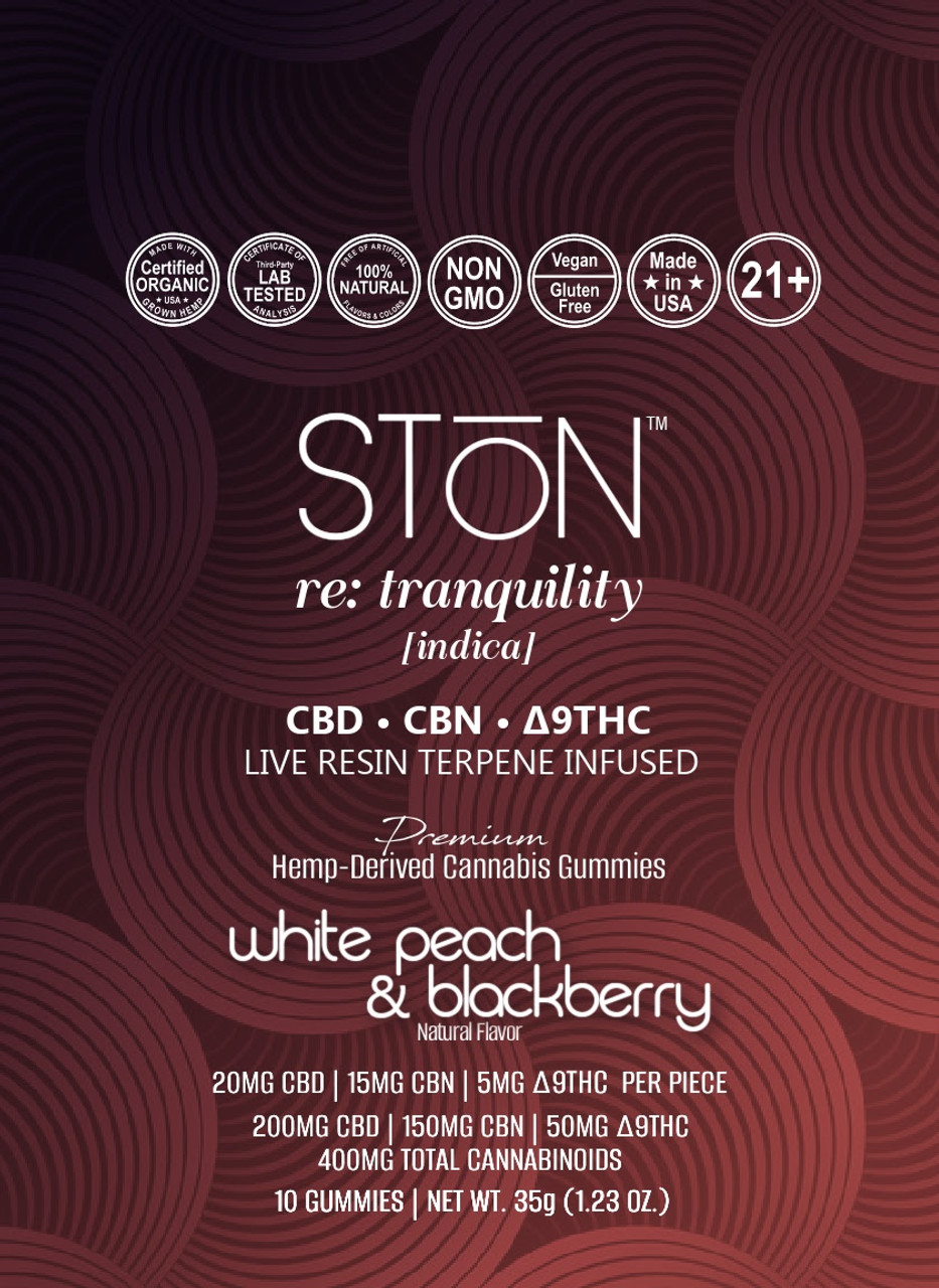 STōN Tranquility Gummies CBD · CBN · Δ9THC Indica