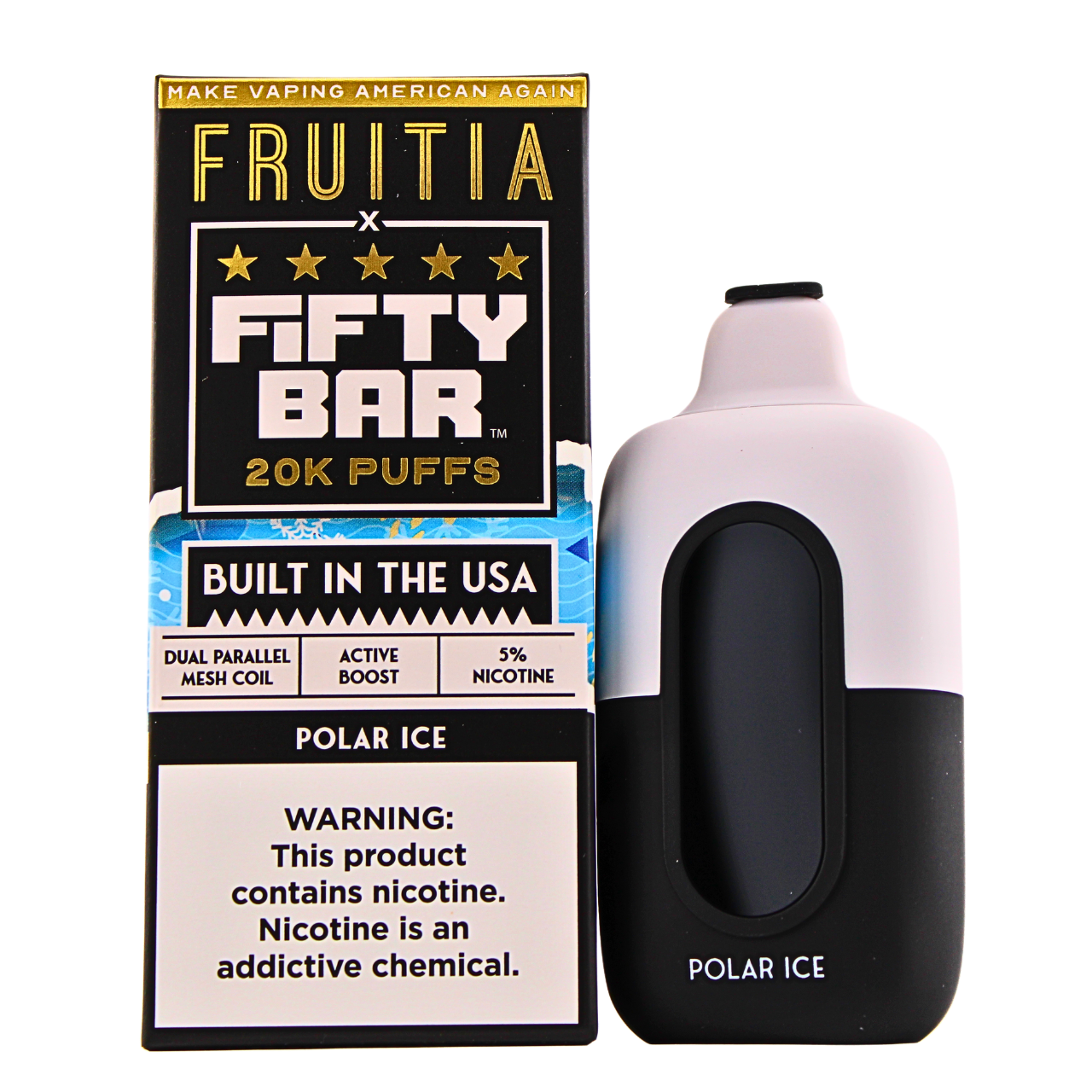20,000 Puff Fifty Bar Fruitia Vape | 50mg Salt Nic