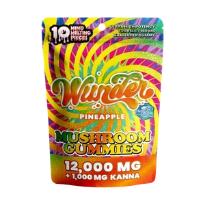 Wunder Ultra High Potency Mushroom Gummies 12,000mg + Kanna 1,000mg  | Pineapple 10pk