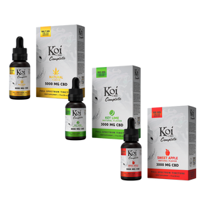 Thumbnail:
Koi Complete Full Spectrum CBD Tincture product lineup featuring Sweet Apple, Key Lime, and Natural flavors in multiple strengths