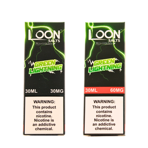 Loon Salt Nic eLiquids Code Green (Green Lightning) 30mg and 50mg – Premium Salt Nicotine eJuice for Pod Systems – Lemon-Lime Soda Flavor
