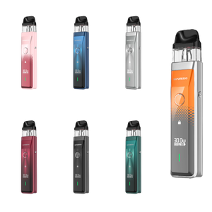 Vaporesso XROS PRO pod system group shot showcasing all color options: Pink, Blue, Red, Silver, Black, Green, and Orange.
