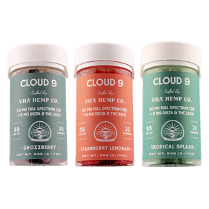 VIIA Hemp Co: Cloud 9 Gummies | Delta 9 THC + CBD 5mg Delta 9 THC, 50mg Full Spectrum CBD , 20 Gummies a Container, Total of 1,100mg per container! Group Thumbnail VIIA Hemp Co: Cloud 9 Gummies | Delta 9 THC + CBD 5mg Delta 9 THC, 50mg Full Spectrum CBD , 20 Gummies a Container, Total of 1,100mg per container! Group Thumbnail