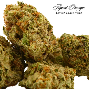 VIIA Hemp Co.'s Premium Organic Indoor Grown THCa Flower Sativa Strain Agent Orange Close Up