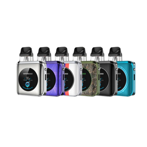 Main thumbnail image showing all Vaporesso XROS 4 Nano pod system colors, including Twilight Purple, Aquamarine, Graphite Black, Camouflage, Race Track, Word-Pop Yellow, and Word-Pop Blue Main thumbnail image showing all Vaporesso XROS 4 Nano pod system colors, including Twilight Purple, Aquamarine, Graphite Black, Camouflage, Race Track, Word-Pop Yellow, and Word-Pop Blue