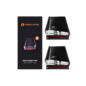 GeekVape Aegis Nano Pods 2-pack featuring 0.6-ohm and 1.2-ohm cartridges, designed for superior flavor delivery and smooth vaping. These replacement pods are engineered for compatibility with GeekVape Aegis Nano, offering leak-proof technology and high performance for everyday vaping enthusiasts.