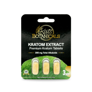 Kats Botanicals premium kratom (Mitragyna speciosa) extract tabs, 3-count, 100mg—high-quality, top-rated, lab-tested, buy online for sale.