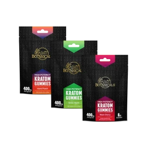 Kats Botanical high potency kratom gummies collection, assorted flavors Island Punch, Green Apple, Black Cherry, 8ct bags, 400mg mitragynine (Mitragyna speciosa) — buy online, best value, high-quality