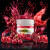 Artistic advertisement for Kratomade Cherry Pomegranate kratom gummies 8ct — premium Mitragyna speciosa extract, delicious fruit-flavored kratom edibles.