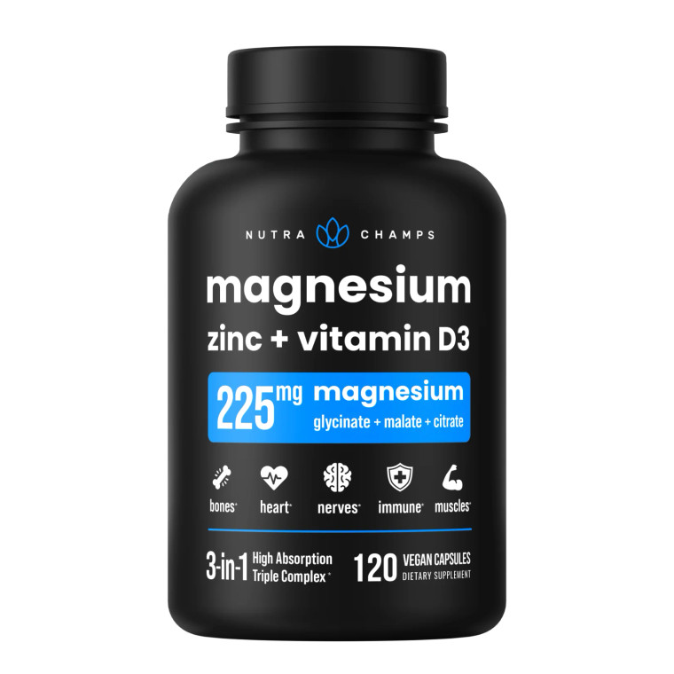 Nutra Champs | Magnesium +Zinc & Vit D3 Capsules 120ct