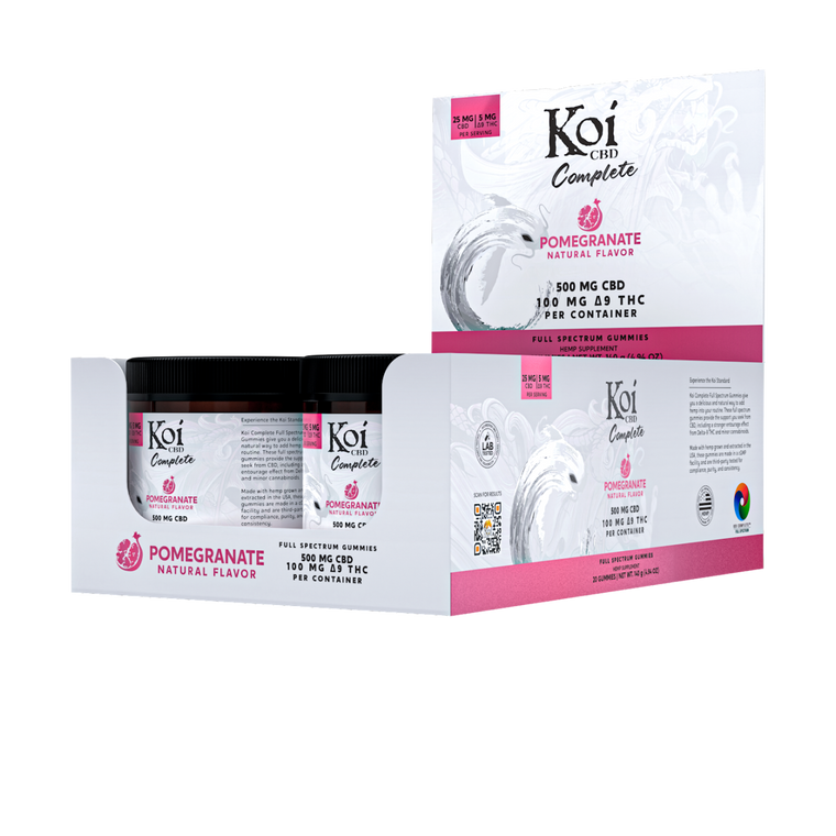 Koi Complete | Full Spectrum CBD:THC Gummies | Anytime - 6 Pack Case Pomegranate