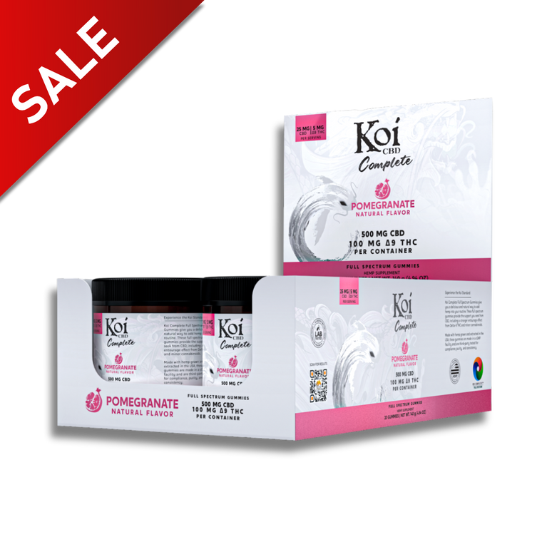 Koi Complete Gummies with 5mg Delta-9 THC and 25mg Full-Spectrum CBD, available by the case for $79