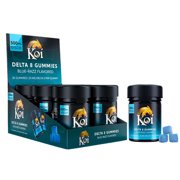 Koi | Delta 8 Gummies | 6 Jar Case Blue Razz