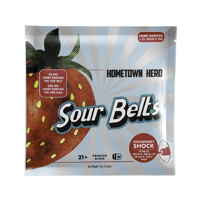 Hometown Hero | Strawberry Shock THC Sour Belts | 50mg