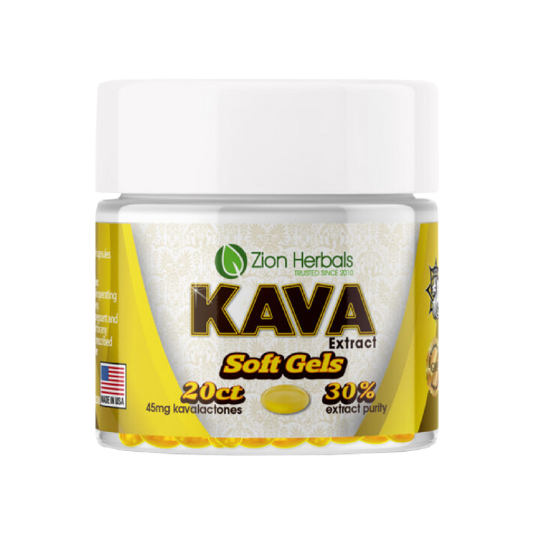 Zion Herbals | Kava Extract Soft Gels | 20 Count Jar