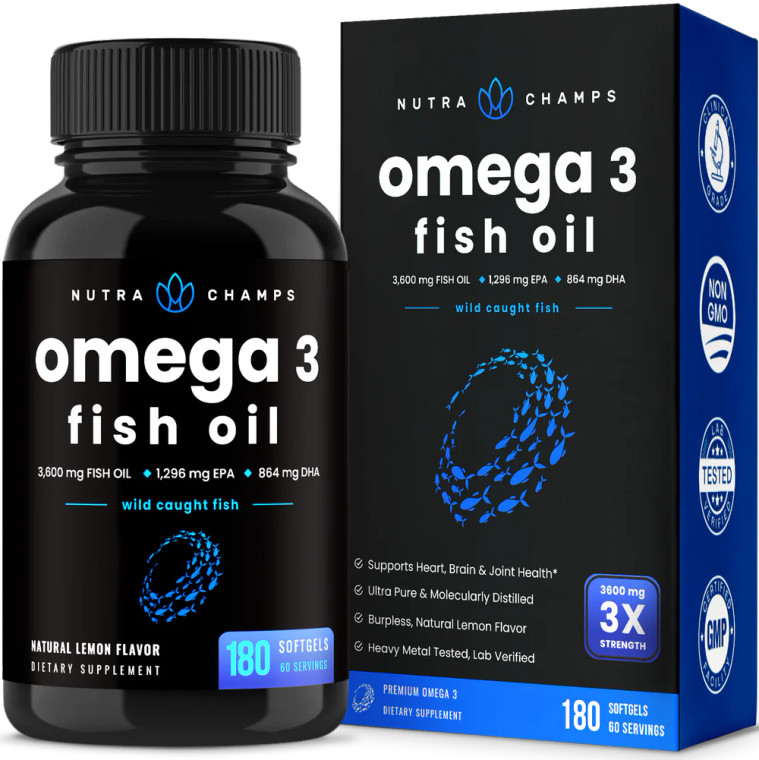 Nutra Champs | Omega 3 Fish Oil | 180 Capsules