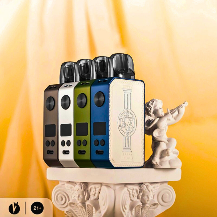 Advertisement for Lost Vape Centaurus E40 MAX Pod Kit, showcasing its premium finishes and high-tech features. Available now with fast and discrete shipping.