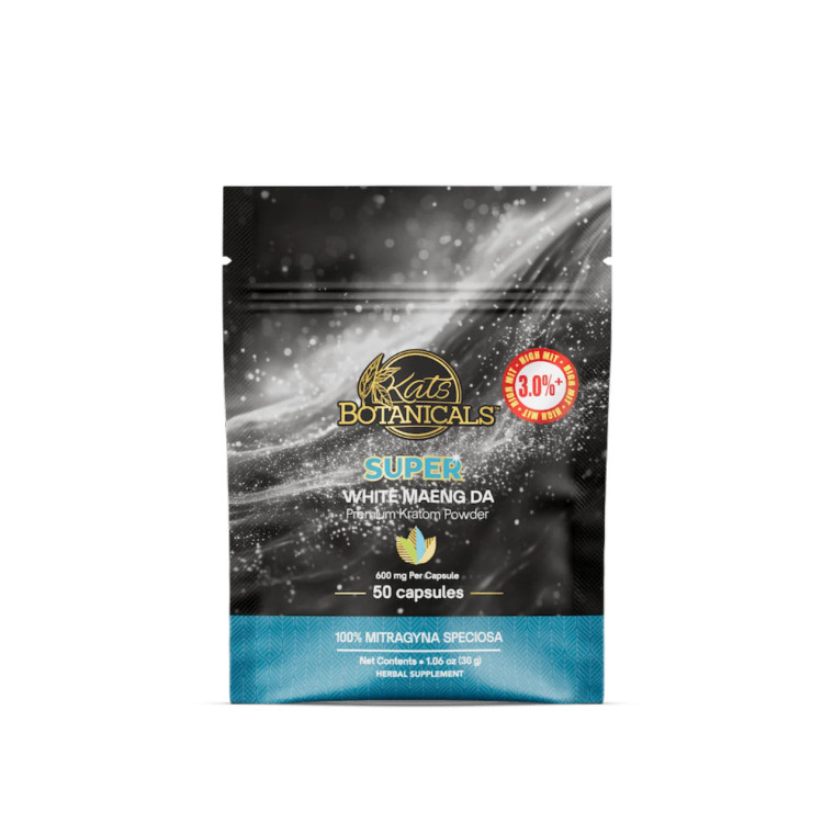 Kats Botanicals Super White Maeng Da Kratom Capsules 50 count
