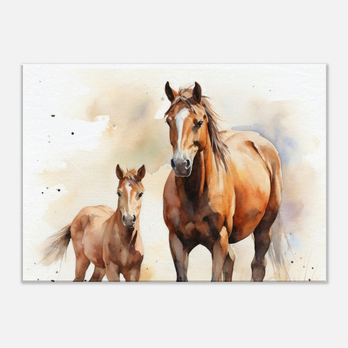 Farmhouse Style Horse & Foal Canvas Print - Wall Art