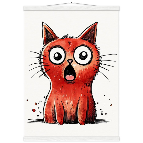 Funny Surprised Cat Poster with Hanger – Durable Magnetic Display