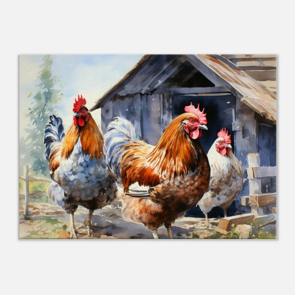 Farmhouse Style Chicken and Coop Canvas Print – Wall Art for Home Decor
