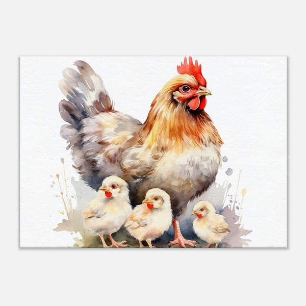Farmhouse Style Chicken & Chicks Canvas Print