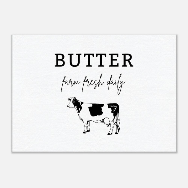 Farm Cow Canvas Print - 'Butter Farm Fresh Daily' - Farmhouse Wall Art