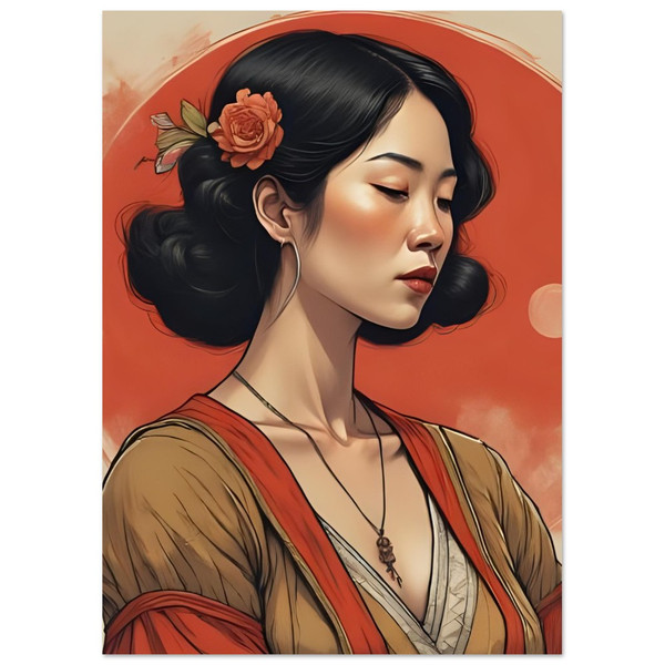 Asian Woman in Thoughts, Concept Art, Fine Art Poster Asian Woman in Thoughts, Concept Art, Fine Art Poster