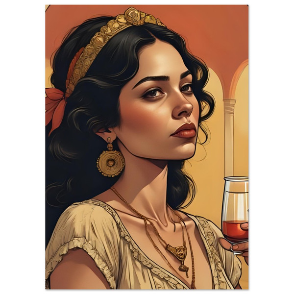 Hispanic Woman With A Drink, Concept Art, Fine Art Poster