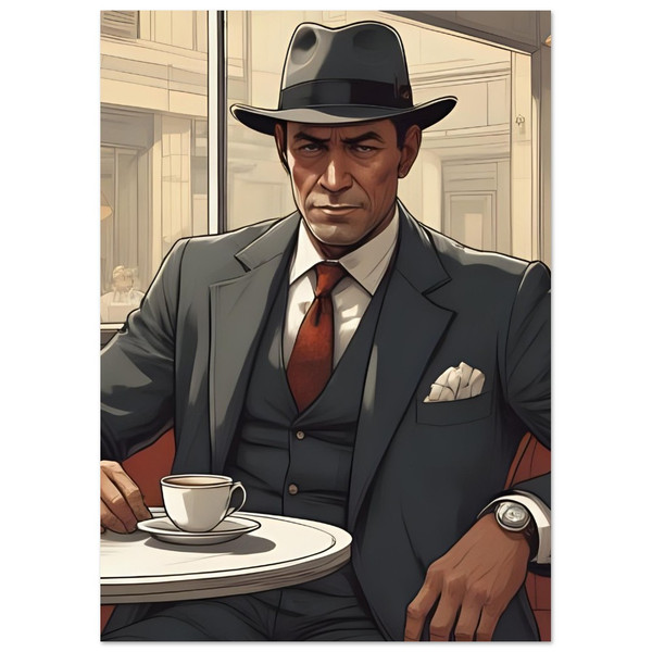 Man and Morning Coffee, Concept Art, Fine Art Poster Man and Morning Coffee, Concept Art, Fine Art Poster