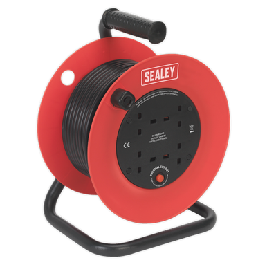 25m Heavy-Duty Cable Reel with Thermal Trip 4 x 230V