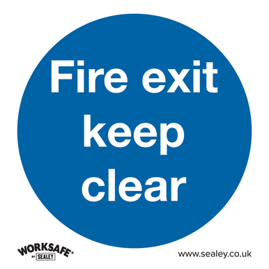 Worksafe® Fire Exit Keep Clear Safety Sign - Self-Adhesive Vinyl