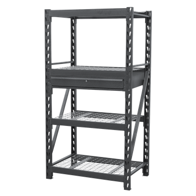 Sealey Heavy-Duty Racking Unit with 4 Mesh Shelves & Single Drawer 640kg Capacity Per Level