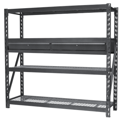 Sealey Heavy-Duty Racking Unit with 4 Mesh Shelves & Double Drawer 640kg Capacity Per Level