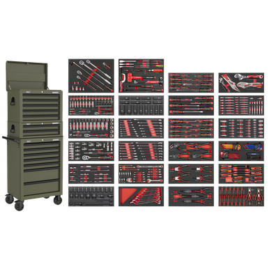 Superline PRO® Tool Chest Combination 14 Drawer with 447pc Tool Kit - Khaki